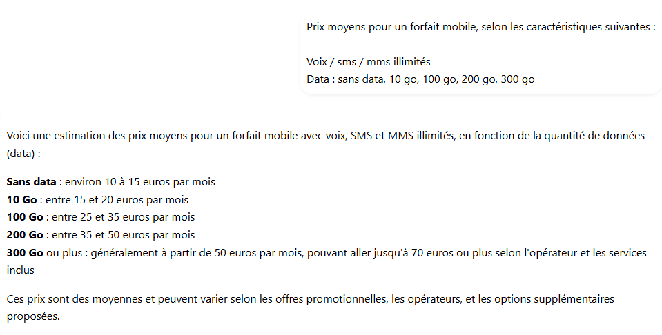 ChatGPT prix moyens forfait